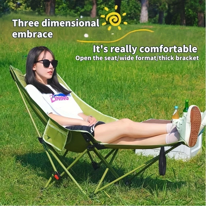 Outdoor Furniture Used - Cadeira dobrável portátil ajustável lua para