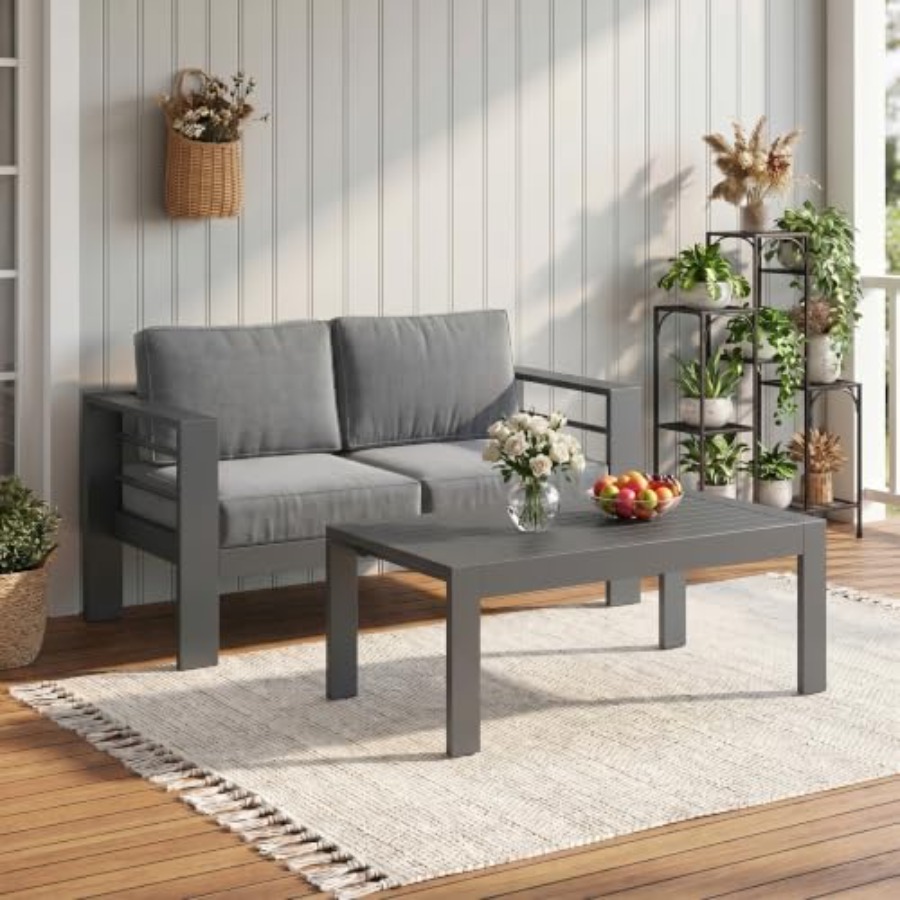 Outdoor Furniture Loveseat - Sofá de Alumínio para Exterior com