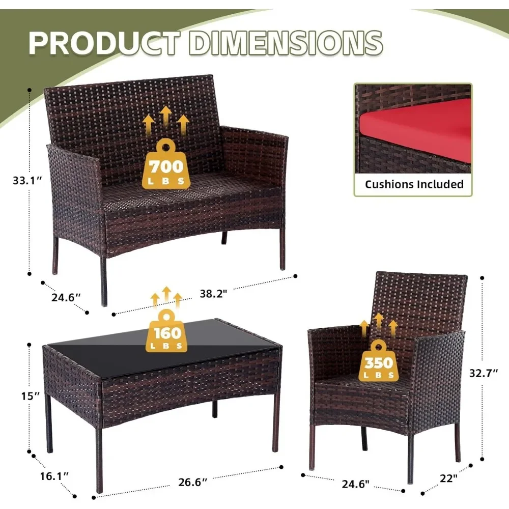 Conjunto de 4 peças conjuntos  - Outdoor Furniture Loveseat avaliação e preço