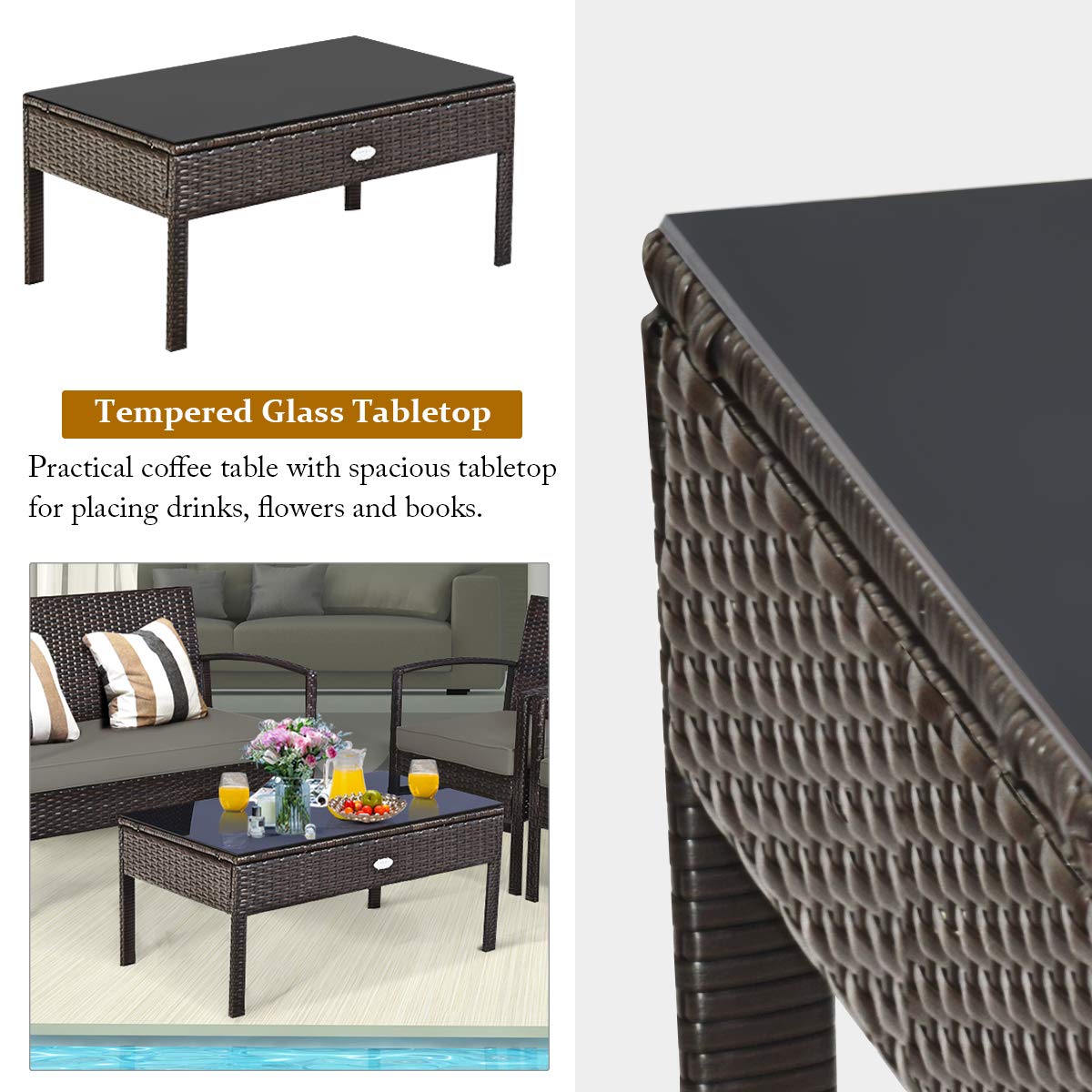 Conjunto de Móveis de Vime par - Outdoor Furniture Cushion avaliação e preço
