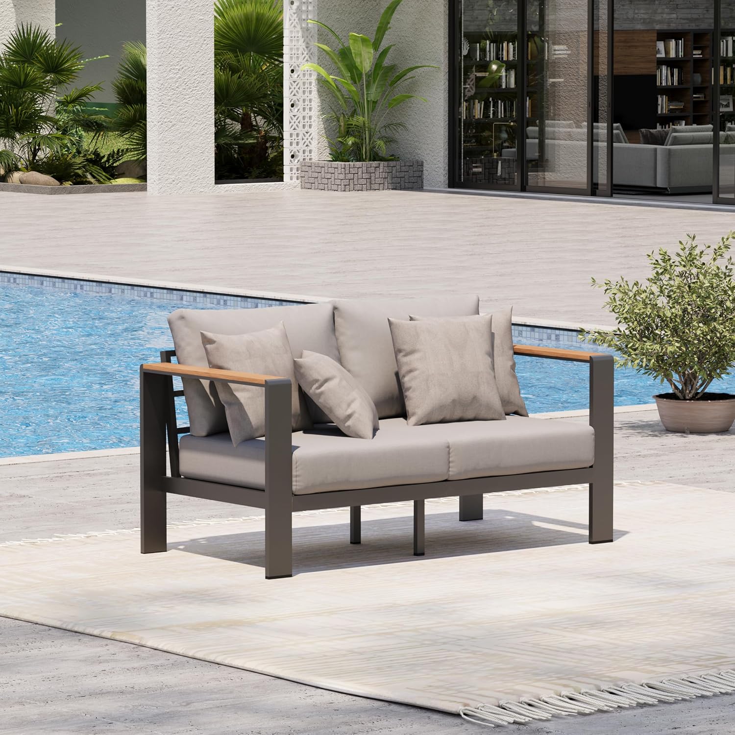 Sofá Loveseat de Alumínio para - Outdoor Furniture Loveseat avaliação e preço