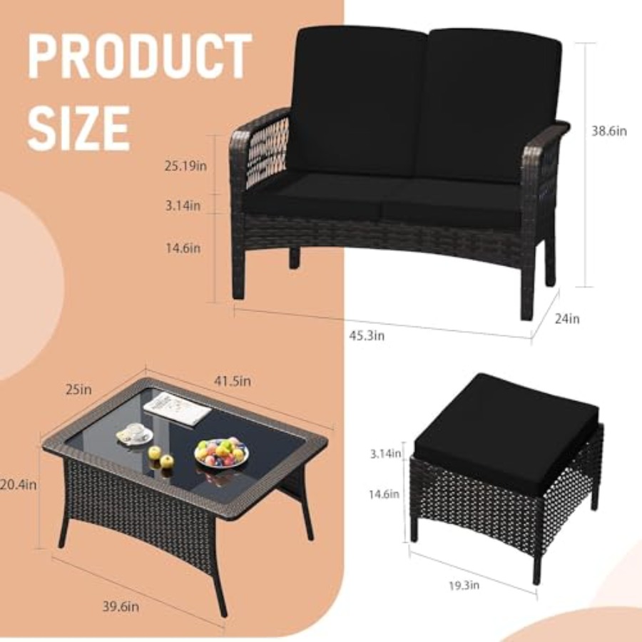 Conjunto de Móveis para Pátio, - Outdoor Furniture Loveseat avaliação e preço